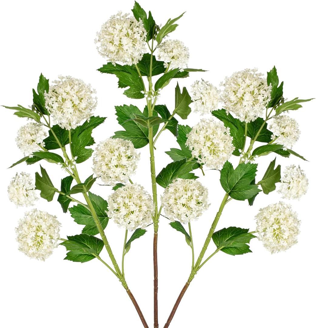 DILATATA Faux Hydrangea Flowers 31" Cream Artificial Hydrangea Spray with 5 Flower Heads, 3 Per Bag.Faux Hydrangeas Plastic Flowers Fake Hydrangeas for Indoor Outdoor Wedding Table Centerpieces Decor (Cream #97)