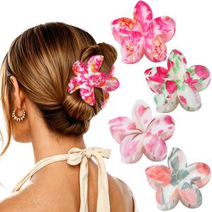 4 PCS Flower Hair Clips for Women Medium Floral Claw Clips