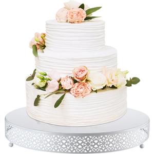 Wenqik Cake Stand 16 Inch Round Metal Cupcake Dessert Wedding Cake Stand Cookies Display Holder Fruit Serving Tray for Table Wedding Birthday Anniversary Party(White)