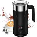 Milk Frother, 4-in-1 Milk Frother and Steamer, 10.1oz/300ml One-Touch Hot & Cold Foam Maker, Auto Shut-Off, Milk Warmer and Coffee Frother for Lattes, Cappuccino, Macchiato(Black)