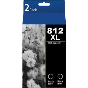 812XL Black Ink Cartridges Remanufactured for epson 812xl Ink cartridges Combo Pack Work with Work for WF-7840 WF-7820 WF-7310 EC-C7000 Printers(2 Black)