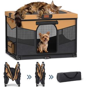 LOOBANI Foldable Dog Playpen for Small Dogs–Sturdy Puppy Playpen Indoor Outdoor with FullZip Washable Fabric Enclosure, 690D Waterproof Oxford Fabric, Portable Pet Crate with Carry Bag,32''x24''x22''