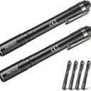RECHOO LED Pen Light 4 Pack, Lightweight, Small Bright Pen Flashlight with Clip, Waterproof Portable Pocket Flashlight for Home, Emergencies, Inspection (Battery Included) (Black)