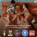 Bedsure Full Size Bed Sheets, Cooling Sheets, Rayon Derived from Bamboo, PureWoven, Breathable & Soft, Deep Pocket Up to 16 Inches, Hotel Luxury Silky Bedding for Hot Sleepers, Burnt Orange