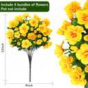 Waipfaru 4 Large Bundles Artificial Fake Flowers Plants for Fall Outdoor Outside Decor, Faux Silk Yellow Camellia UV Resistant Realistic for Planter Front Door Porch Patio Balcony Decoration