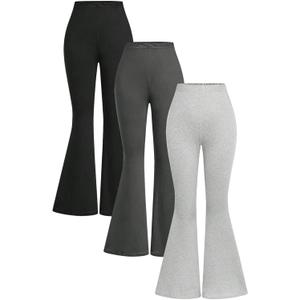 Girl's 3 Packs Flare Leggings High Elastic Waist Skinny Pants Bell Bottoms Casual Boot Cut Yoga Pants 9Y