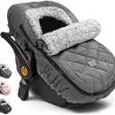 ACRABROS Car Seat Cover Baby: Winter Infant Carseat Canopy for Boy Girl Newborn, Zipper Peeping Window, Warm Cozy Cold Weather Waterproof Fitted, Heather Grey