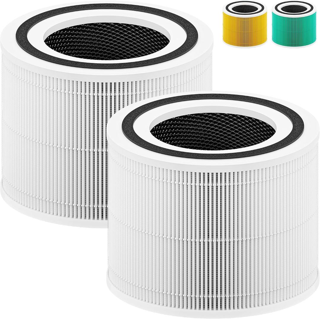 240 Replacement Filter Compatible with 240 Air Purifier, 3-in-1 High-Efficiency Filtration with Activated Carbon for Air Pollutants, Odor and Smoke, 2 Pack, White