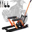 VEVOR Hydraulic Motorcycle Lift Jack 1500 LBS Capacity ATV Scissor Lift Jack Portable Motorcycle Lift Table with 4 Wheels Hydraulic Foot-Operated Hoist Stand for Motorcycle ATV UTV Powersports (Orange)