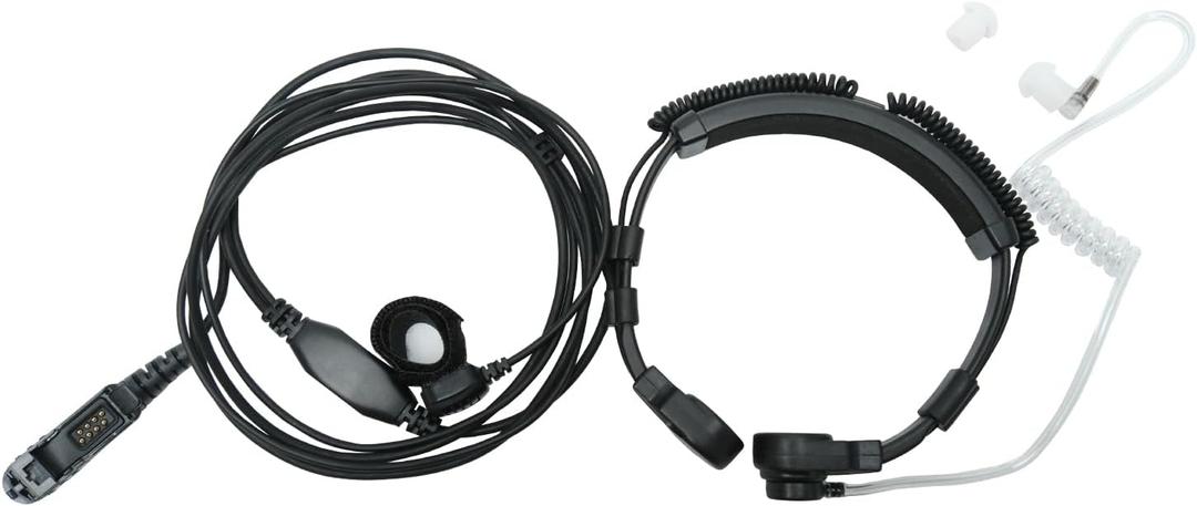 Throat Mic Headset Earpiece with PTT Covert Air Acoustic Tube for Motorola XPR3500E XPR3500 XPR3300E XPR3300 Walkie Talkies