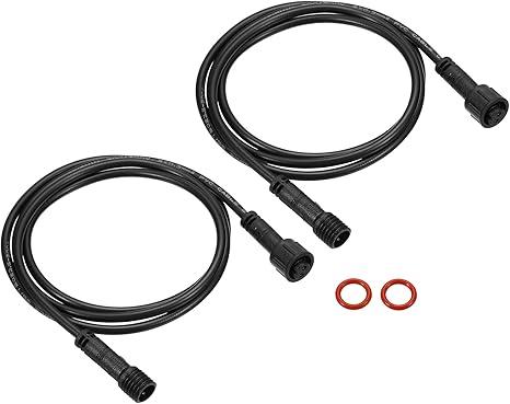 PATIKIL 3.28Ft 2 Pin Extension Cable Wire, 2Pcs 22 AWG Waterproof IP67 Connector with Male and Female at Both Ends for LED Strips, Black