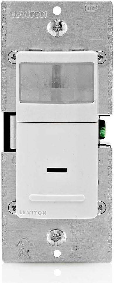 Leviton IPV051LZ Decora Vacancy Motion Sensor InWall Switch, ManualOn, 5A, Single Pole, White/Ivory/Light Almond
