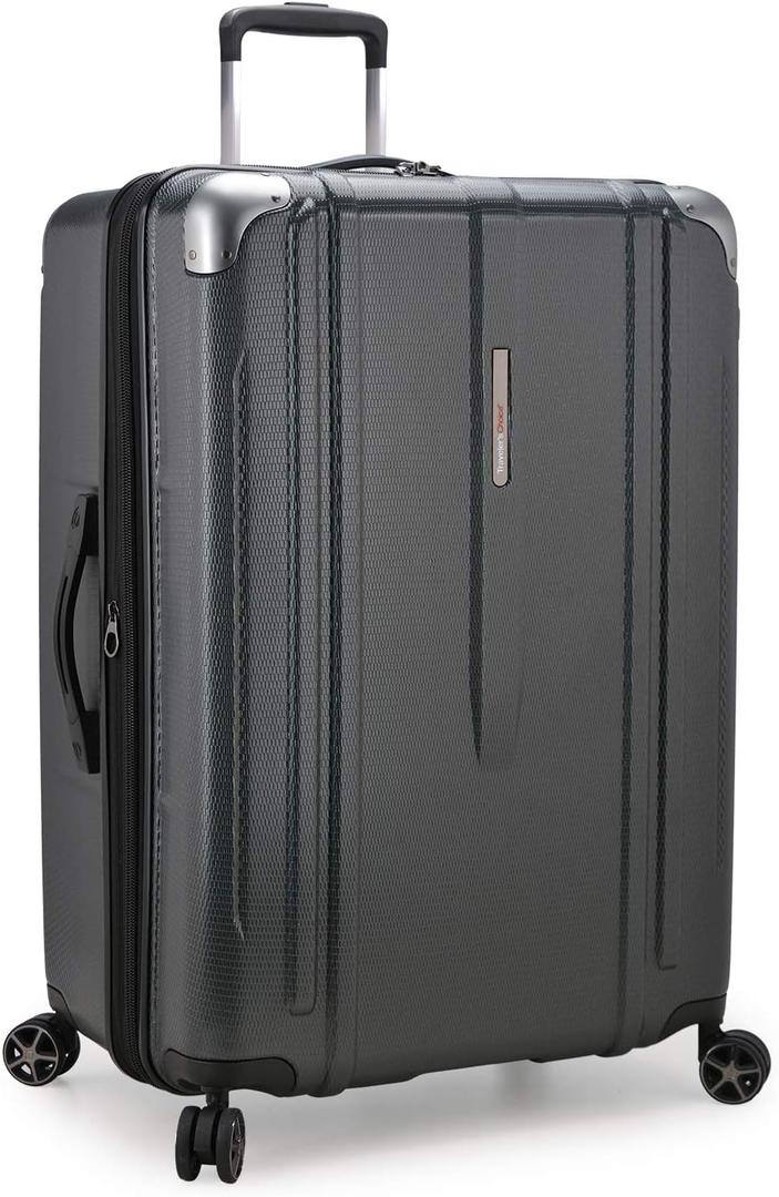 Traveler's Choice New London II Hardside Expandable Spinner Luggage, Gray, Checked-Large 29-Inch