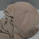 WDCOZY Muslin Blanket 100% Cotton Blankets Twin Size 4-Layer Breathable Lightweight for Couch Bed Boho Farmhouse Linen Tassels Ruffle Gauze Blankets 60x80 Inches Brown Mocha Chocolate Coffee Taupe