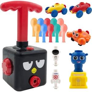 Balloon Powered Car Toy Set, Toys Set with Pump for Kids, Power Balloons Racer Toy, Balloon CarsLauncher, Inertial Powered Car (Black)