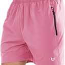 NORTHYARD Men's Athletic Running Shorts Quick Dry Lightweight Zip Pockets | 5", 7", 9" Inseam, Unlined, Adjustable Waist, Moisture Wicking, 4-Way Stretch, UPF 50+, Workout Gym Tennis Basketball Hiking (Pink, XXL)