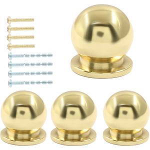 Jiozermi 4 Packs Mini Round Solid Brass Knobs, 1/2 Inch Diameter Brass Pulls, Gold Mini Drawer Pulls, Mini Knobs for Jewelry Box, Polished Gold
