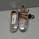 SMNY Women's Low Heel Flat Shoes Comfortable Bowknot Decoration Casual Ballet Shoes, Silver, 8