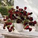 Yinder 8 Pcs 27.5'' Artificial Peony Long Stem Flowers Bulk Vintage Fake Silk Peonies Stems Real Look Faux Peonies Branches for Vase Filler DIY Bouquet Centerpiece Arrangement Home Decor (Red,Black)