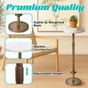 Martini Table Height Adjustable, Drink Tables for Small Spaces, Round Side Table, Tiny Side Tables for Living Room, Bedroom, Cocktail (White)