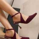 Women's Slingback Heels Square Toe Pumps Ankle Strap Dress Shoes