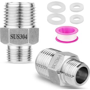 1/2" to 3/8" Rv Faucet Adapter, Stainless Steel 304 Compression Fitting, NPT to Compression Reducer for RV Kitchen & Bathroom Faucet Hookup2 Pack