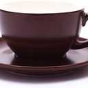 Coffeezone Double Espresso Coffee Cup and Saucer, Small Cappuccino and Speciality Coffee, New Bone China for Coffee Shop and Barista (Matte Brown, 5 oz)