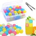 60 Pack Reusable Ice Cube, Plastic Ice Cubes Round for Drinks, Reusable Ice Ball Globe Shape BPA Free, Freezable Ice Balls for Coolers, Whiske, Coffee, Cocktails, Beer 