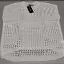 Crochet Tops for Women Spring Summer Shirts Cute Mesh Top Cap Sleeve Cover Up Pullover Sweater Beach Vacation Clothes (White, S)