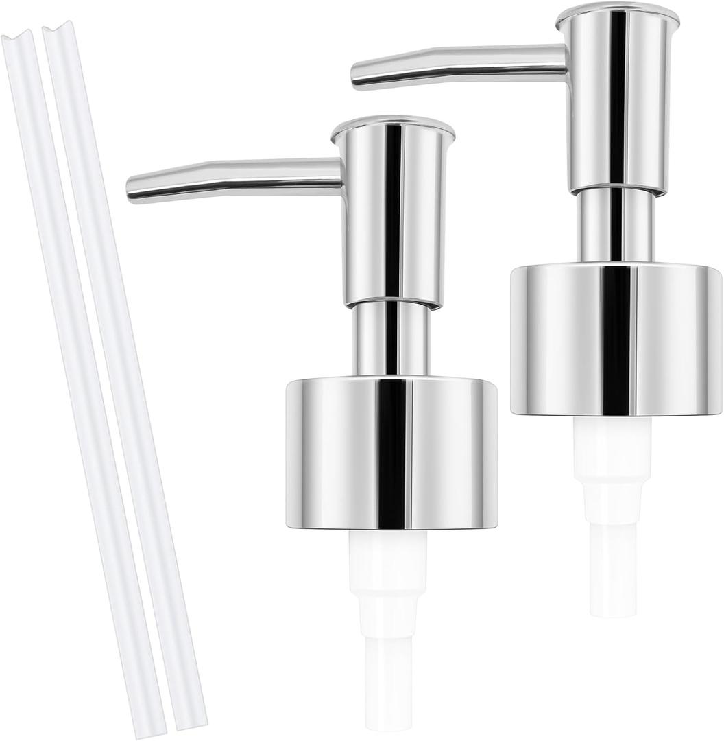2pack Silver Soap Dispenser Pump Replacement - Soap Pump for Lotion & Regular Glass Bottles - Soap Pump Dispenser Top Replacement for Soap Dispenser PumpStandard Diameter 28/400 Neck Size