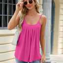 Womens Floral Crewneck Summer Tank Tops 2025 Loose Fit Sleeveless Shirts Casual Flowy Tunic Cami Top (Pink)