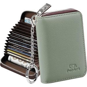 FurArt Credit Card Wallet, Zipper Business Card Holder for Women, RFID Blocking, KeyChain Wallet, Compact Size