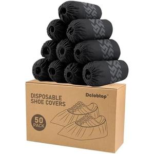 Recycable Shoe Covers Disposable - Black Shoe Covers for Indoors,50Pcs Booties for Shoe cover,Fits Up To 11 US Men and 13 US Women Size,Recyclable Non-Woven Fabric