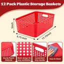 Lineshading 12 Pack Plastic Storage Baskets for Organizing, Red
13 x 10'' Large Plastic Storage Baskets Bins, Red,  Product Dimensions 13.78"D x 9.84"W x 5.12"H
