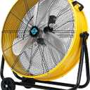 Tornado 24" Metal Drum Fan - High Velocity, 7700 CFM, 3-Speed, Heavy Duty for Industrial & Commercial Use, 1/3 HP Motor, 8 FT Cord, ETL Listed (24 Inch Yellow)