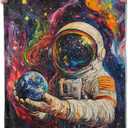 Galaxy Astronaut Blanket, Cozy Vibrant Cosmic Scene Throw Blanket for Couch Bedroom Outdoor, Lightweight Soft Flannel Travel Blankets, Gifts for Men Boys Space Lovers, Home Cabin Decor 50"60"