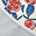 Valentines Day Round Tablecloth Fitted Best for 40"-44" Blue Red Floral Table Cloth Vintage Elastic Edge Water-Resistant Washable Love Chinoiserie Decoration Table Cover for Party Picnic Indoor Decor