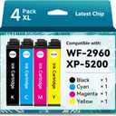 Remanufactured Ink Cartridges for Epson 222XL Ink Cartridges for T222 T222XL High Yield for Epson Expression Home XP-5200 Workforce WF-2960 Black Cyan Magenta Yellow