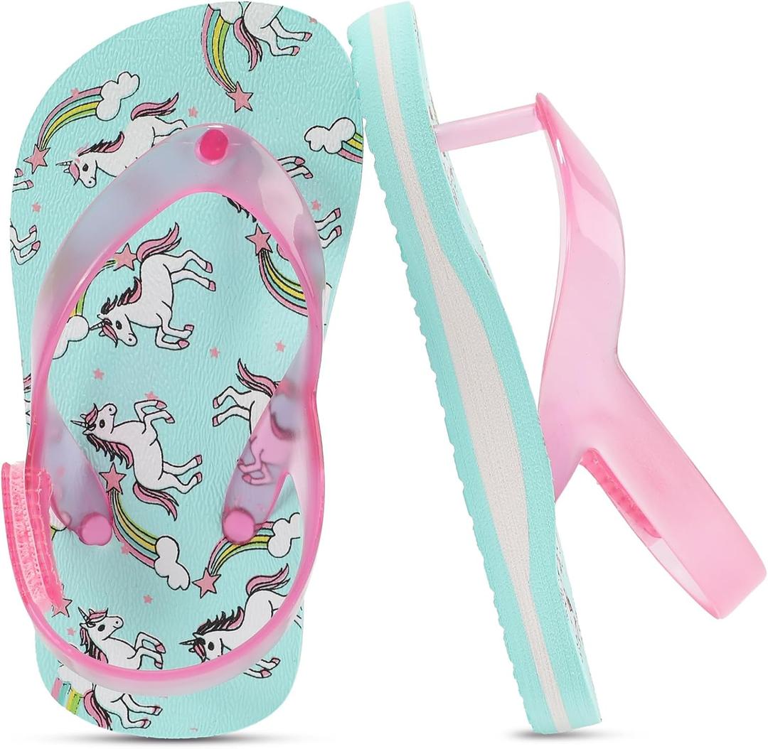 Toddler Flip Flops Girls Sandals Cute Jelly Boys Kids Flip-flops Adjustable Back Strap Non Slip Sole Lightweight Princess Sandal for Girl Swim Pool Summer Outdoor Beach