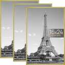 upsimples 16x24 Poster Frame, Easy Slide-In Assembly, Gold, 3 Pack