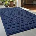 DEXI Front Door Mat Outside Entrance, 2x3 ft Non Slip Entry Doormat Dirt Trapper with Rubber Back, Low Profile Ultra Absorbent Welcome Mats for Inside House Home Patio Entryway, Navy Blue