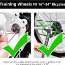 Adjustable Bike Training Wheels Kids Bicycle Training Wheels Kit for 16, 18, 20, 22, 24 inch bike, Includes Stabilizers for Variable Speeds, Black