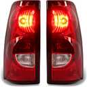 HECASA Tail Lights Compatible with 2003-2006 Chevy Silverado 1500 2500 3500 & 2007 Classic Body Rear Lamp Set w/Bulb and Harness Replacement for GM2800174 GM2801174 (Red/Clear Lens + Chrome Housing) (Pair (Both Sides))
