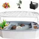 Turtle Tank Kit 6.5 Gal Escape-Proof with Basking Platform, Pump and Lid