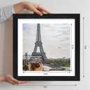 Hongkee 12x12 Picture Frame Set of 4 - Made of Glass and Rustic Black Wooden Frame, Display Square Pictures 10x10 with Mat or 12 x 12 without Mat, Desktop & Wall Collage Photo Frame, 12x12 in
