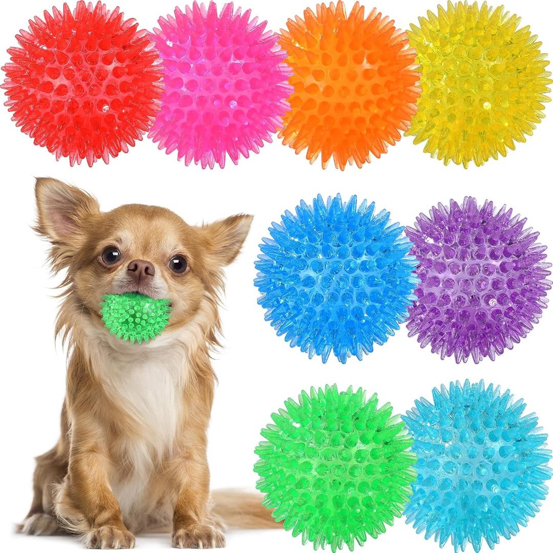 VITEVER 8 Colors 2.5 Squeaky Dog Toy Balls for Small Medium Dogs, Puppy Chew Toys for Teething, Spiky Balls for Small Dogs, Durable Toys for Teeth Cleaning and Training - Safe, BPA Free