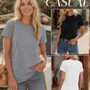 Huukeay 3 Pack Women's Cotton T Shirts Casual Short Sleeve Tunic Tops Crewneck Summer Loose Fit Plain Basic Tee (S)