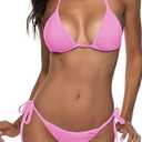 Women Two Piece Swimsuit Sexy Swimwear Halter String Triangle Bikini Sets, Medium 