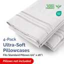 Standard Pillow Cases Set of 4 - Ultra Soft Hotel Quality Pillowcase Covers - Comfy Bedding for Women, Men, Kids & Teens - Machine Washable Pillow Protectors - 4 Piece Set - Standard Size French Grey