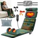 Full Body Massage Mat with Heat, 10 Vibrating Nodes Pad with 9 Modes & 3 Heating Levels, Detachable Neck and Foot Massager with Head & Inflatable Lumbar Pillow, Anti-Slip for Bed Sofa Home, Green